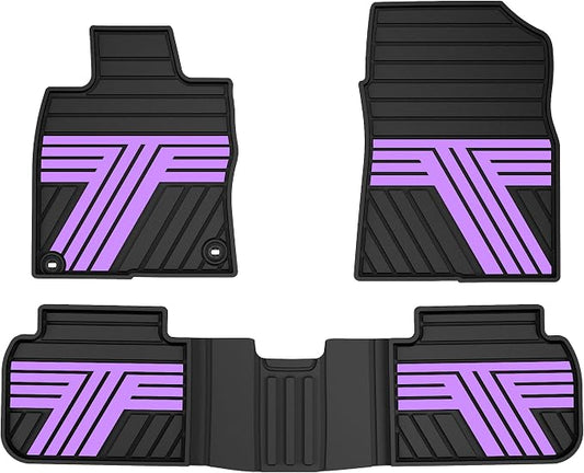 Rubber Floor Mats for Honda Civic Sedan Hatchback Si 2022-2026 | Include Sport but Not for Hybrid, All Weather Car Floor Liners for Acura Integra 2023-2026, 1st & 2nd Row, Black & Purple
