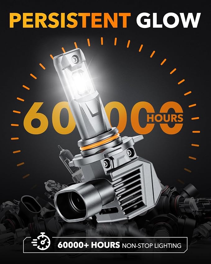 OXILAM 9005 9006 LED Light Bulb, 1300% Brighter 6500K Cool White, Anti-Flicker, 60,000Hrs Lifespan, Plug and Play, IP68, HB3 HB4 Fog LED Light Compatible with Cars Trucks SUVs, Pack of 4