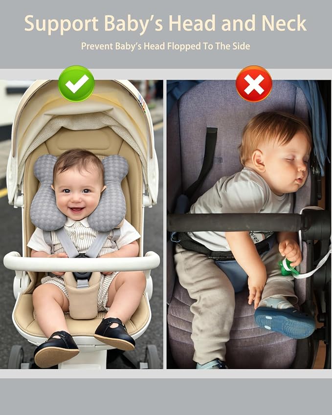 KAKIBLIN Baby Travel Pillow, Upgraded Baby Neck Pillows for Car Seat, Infant Neck Support Pillow for Head and Neck,Newborn Head Support for Car Seat,Pushchair