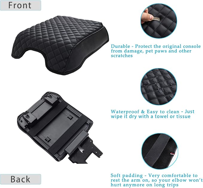 JDMCAR Center Console Cushion Compatible with 2015-2020 Ford F150/2017-2022 F250 F350 F450 and 2018-2024 Expedition Accessories, Customized PU Leather Armrest Cover Protector (Bucket Seat Only)