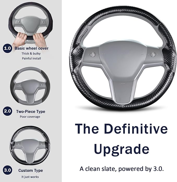 Steering Wheel Cover for Tesla Model 3(2017-2023) Model Y(2020-2024), Steering Wheel Accessories for Tesla Model 3/ Y