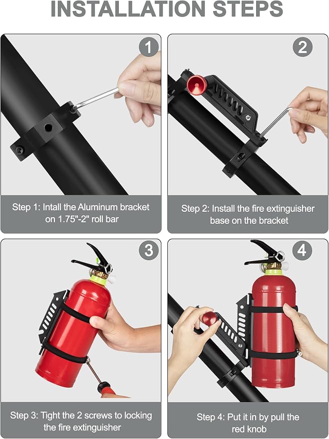 ZIDIYORUO UTV Fire Extinguisher Mount, Roll Bar Fire Extinguisher Holder | Quick Release, Aluminum Bracket Fits 1.75"-2" Roll Cage Mount, Compatible with Polaris RZR Cam Am x3 Kawasaki Pioneer Talon