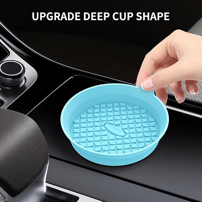 ME.FAN Car Cup Holder Coasters [4 Pack] Silicone Cups Mats, Automotive Universal Non-Slip Recessed Interior Accessories Sky Blue