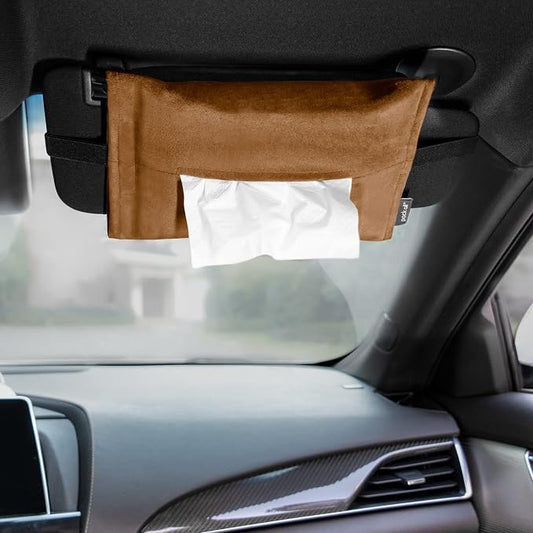pack all Car Tissue Holder, Premium Microsuede Sun Visor Napkin Dispenser, Wipes Case for Backseat, Vehicle Accessories (Mocha Brown)