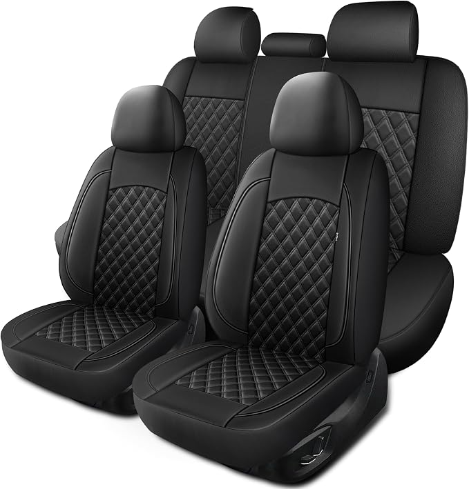 HChengkikz Car Seat Cover, Waterproof Nappa Leather (Black) | Breathable, Airbag compatible, Easy to Install, Universal Fit for Most Cars, Sedans, SUVs, Vans, Trucks