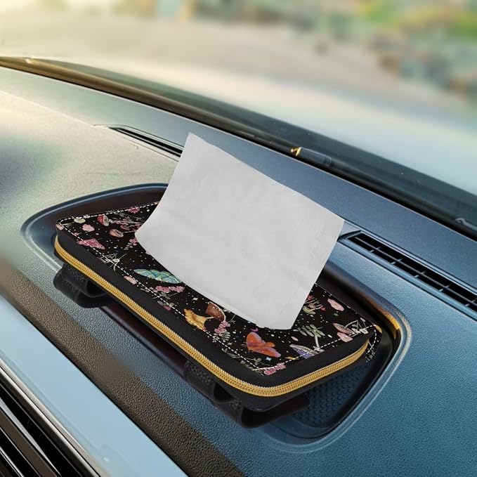 Mushroom Print PU Leather Car Tissue Holder for Car Car Visor Accessories Universal Visor Tissue Holder Napkin Holder for Sedans SU