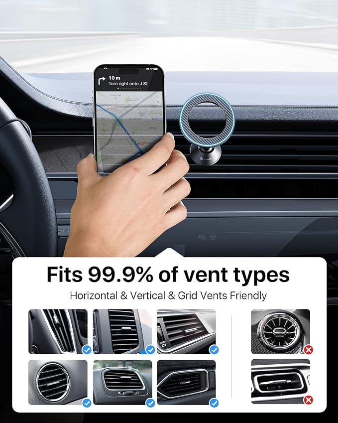 andobil for MagSafe Car Mount [Strongest Magnet, 1S Install] Magnetic Phone Holder for Car Vent 360 Adjustable Compact Magnetic Car Phone Holder Mount for iPhone 17 Pro Max 16 15 14 13 12 Plus Mini
