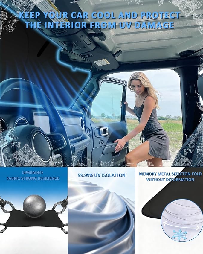 Windshield Sunshade for Mercedes Benz E-Class Sedan 2024-2026 4 Layers | Sun Shade Car Windshield Accessories Upgrade Blocks UV Rays Custom Fit E-Class 240T Car Window Shades Windshield Keep Cool