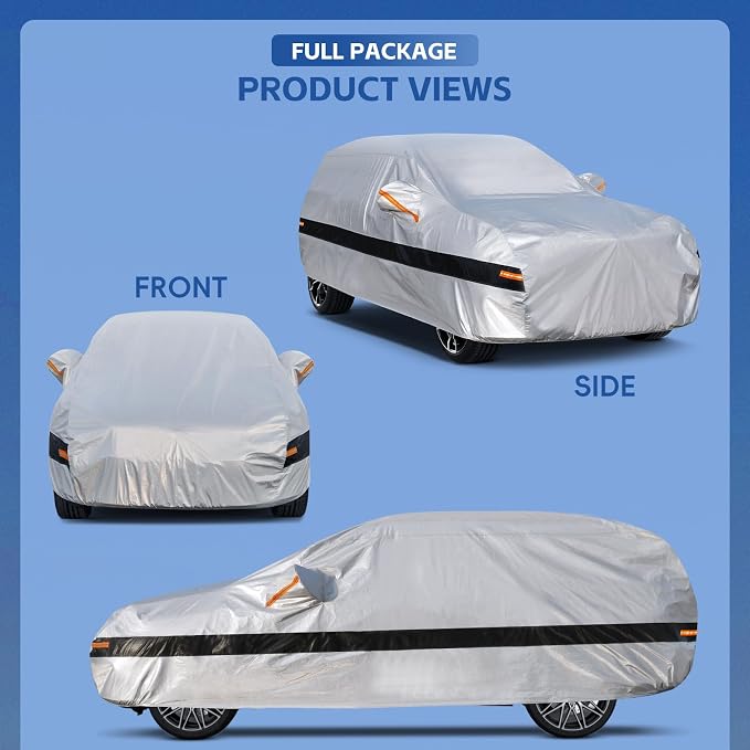 10 Layers SUV Car Cover Custom Fit for Toyota RAV4 (2005-2024) Waterproof All Weather for Automobiles, Full Cover Sun UV Rain Protection.Silver