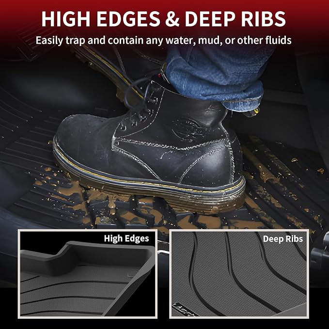LASFIT All Weather Floor Mats for Porsche Cayenne 2026-2019, 3D Laser-Measured Custom Fit TPE Floor Liners, Front & Rear Rows, Black, Easy to Clean