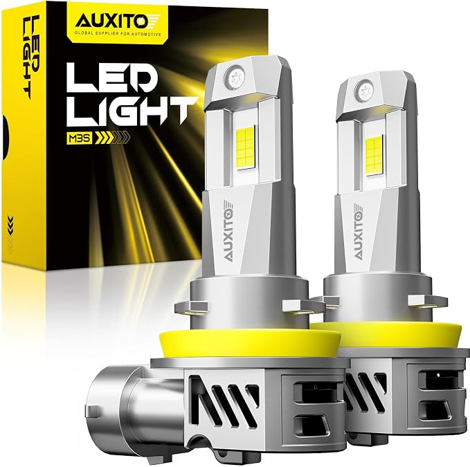 AUXITO H11 Light Bulbs, 40000LM 10X Brighter 6500K Cool White | H11/H9/H8 Fog Light, Plug and Play, Pack of 2