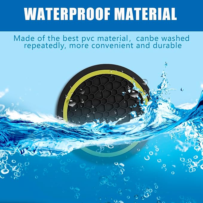 Car Cup Holder Coasters, Dustproof Automotive Interior Accessories Mat,2.75 Inch Non-Slip Insert Water Bottle Holder Pads, Universal for Vehicles, Trucks, RVs and More (Black/Yellow, 2PCS)