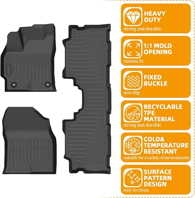 Floor Mats for Toyota Prius 2004-2006 2007 2008, 2005 2009 Prius Floor Mats | NOT Hybrid, NOT for Prius c & Prius v, 2nd Gen Prius TPE Non-Slip Waterproof 1st & 2nd Row