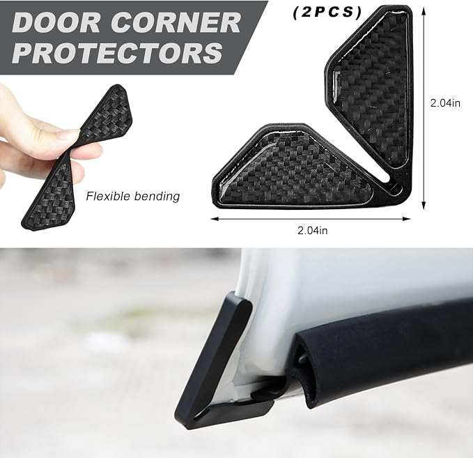 DXNQ 2 PCS Car Door Corner Protector Edge Guards, Real Carbon Fiber Anti-Collision Car Door Edge Protector, Self-Adhesive Decorative Auto Corner Protect, Vehicle Exterior Accessories (Black)