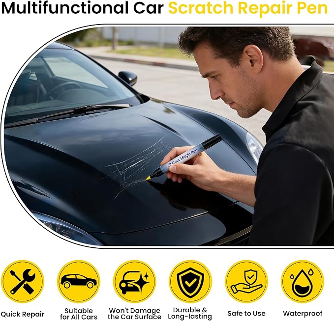 Car Scratch Remover Pen, Magic Car Scratch Removal Pen for All Car Colors, Scratch Repair Pen, Easy DIY Paint Repair Kit, Quick Fix for Wear Swirl Marks And Scuffs, 2PCS