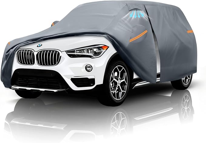 Waterproof BMW X1(2009-2026) Car Cover with Breathable Vents, [Upgrade] Premium Covers with Cotton Liner and Zipper Door,Sun Rain Snow Dust Uv Protection.(Gift with Towel)