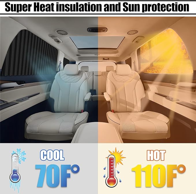 XCBYT Magnetic Car Window Curtains, 99% UV Blackout Privacy Shades | Blocks 99% UV glare to keep your car cool. Ideal for breastfeeding, baby naps, van camping, or private work breaks