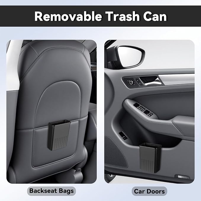7-In-1 Car Seat Back Organizer with Cup Holders, Tissue Box, Removable Trash Can & Hooks, Multifunctional Car Seat Back Storage Box, Extra Headrest Cup Holder for Backseat (Black02)