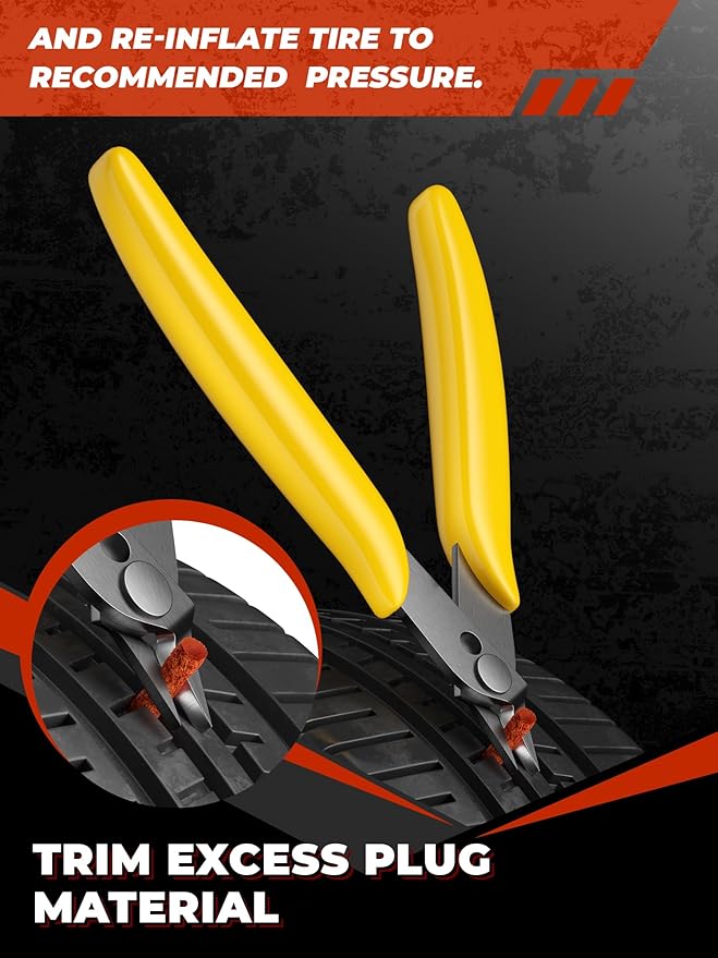 AUTOWN Flat Tire Repair Kits, 74 Pcs Universal Tire Plug Kit Heavy Duty Flat Tire Puncture Repair Kit for Cars, Trucks, Motorcycles, ATV，RV, Jeep, Tractor, Trailer