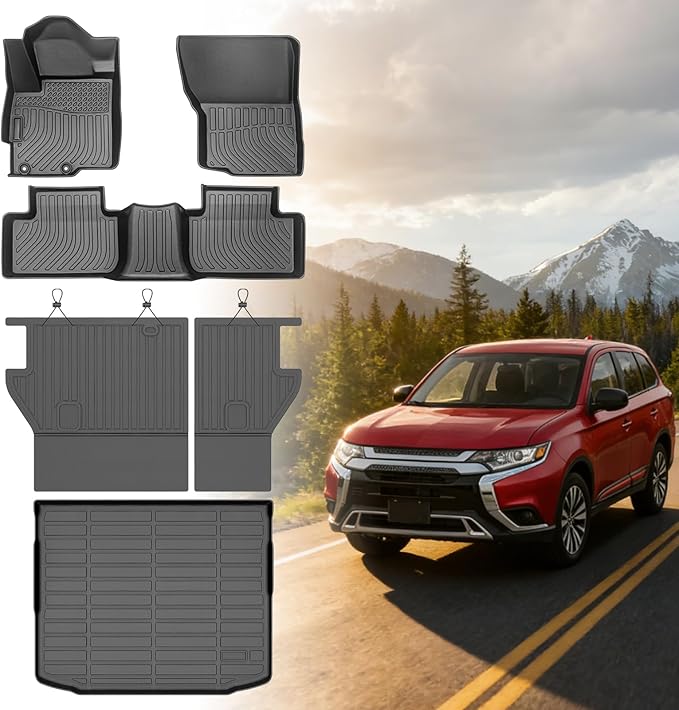 Floor Mats for Mitsubishi Outlander Sport 2011-2024, Outlander Floor Mats | Custom Fit Floor Liners & Seatback Mat & Cargo Liner, TPE Non-Slip Waterproof Summer Winter Outlander Sport Mats Accessories