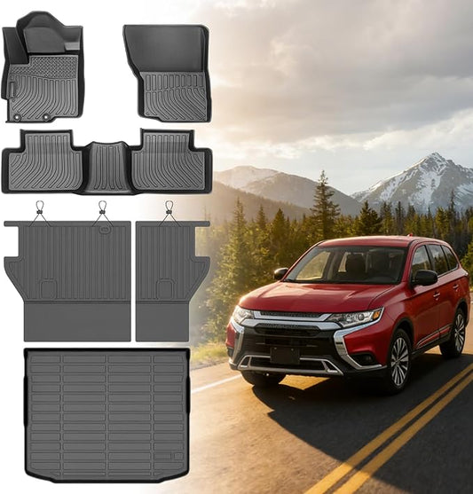 Floor Mats for Mitsubishi Outlander Sport 2011-2024, Outlander Floor Mats | Custom Fit Floor Liners & Seatback Mat & Cargo Liner, TPE Non-Slip Waterproof Summer Winter Outlander Sport Mats Accessories