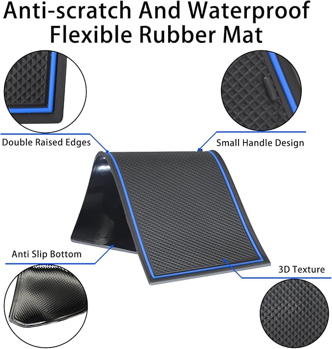 Center Console Liner Fit for Ford Maverick Accessories 2022-2024 2025 Cup Holder Insert Door Slot Coaster Interior Pocket Anti Dust Mat, Not for 2025 Model with Wireless Charger, 21pcs (Blue)