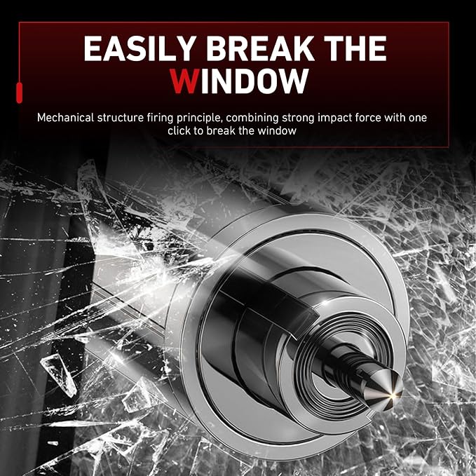 Car Window Glass Breaker Tool, Portable Emergency Escape Hammer, Compact Auto Glass Breaking Device for Vehicle Emergency Preparedness, Universal for Most Cars (Black)