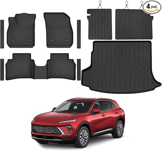 Floor Mats & Cargo Liner & Backrest Mat for 2021-2025 2026 Buick Envision All Weather Protection TPE Rubber Floor Liner for Envision Full Set Mat Automotive Accessories, Black