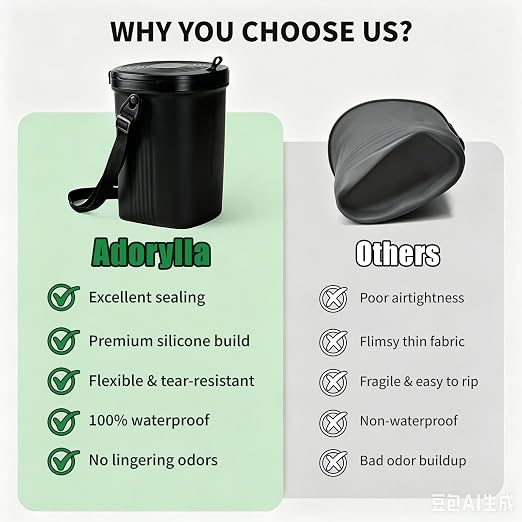 Trash Can for Car Garbage with Lid, Leakproof 100% Silicone Car for Vehicle, Sedan, SUV, Van, MPV & Truck, 2 Gallon Waterproof Auto Waste Bin for Back Seat, Odor-Sealing Vehicle Organizer, Black