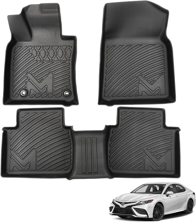 TPE Automotive Floor Mats Custom for 2018-2024 Toyota Camry (Not Fit Hybrid or AWD), All Weather Cover Protection Waterproof Black Floor Liner Front & Rear Row Full Set Car Mats, 3PCS