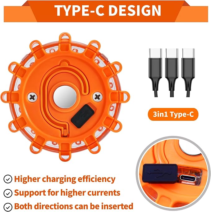 Led Road Flares 6 Pack LED Flares Emergency Kit Recharge LED Flares with Magnetic Roadside Safety Disc Flares Kit with Breaker Whistle for Vehicle