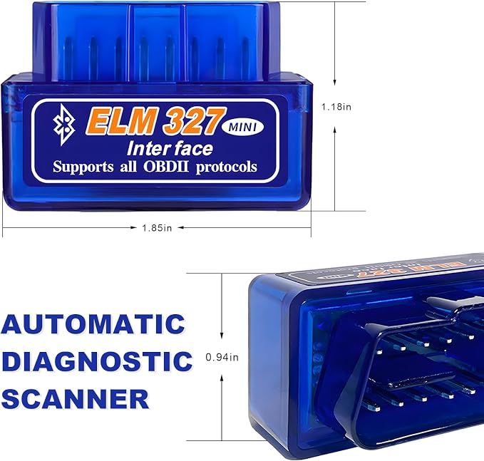 ELM327 OBDII Car Auto Diagnostic Scanner, OBD2 Bluetooth Scan Tool Mini Engine Fault Code Reader, Wireless Interface Adapter Portable Diagnostic Tool for Most OBDII Vehicles