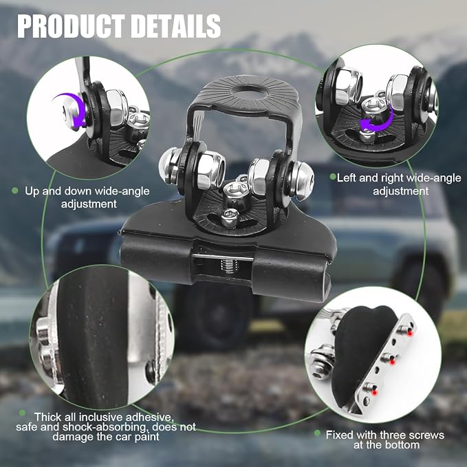 Osilly Car LED Light Bar Mounting Bracket, 2PCS Adjustable Vehicle Pillar Hood Lighting Mount Clamp Holder with Hex Wrenches, Auto Lamp Accessories, Universal for Off-Road Truck SUV (Black)