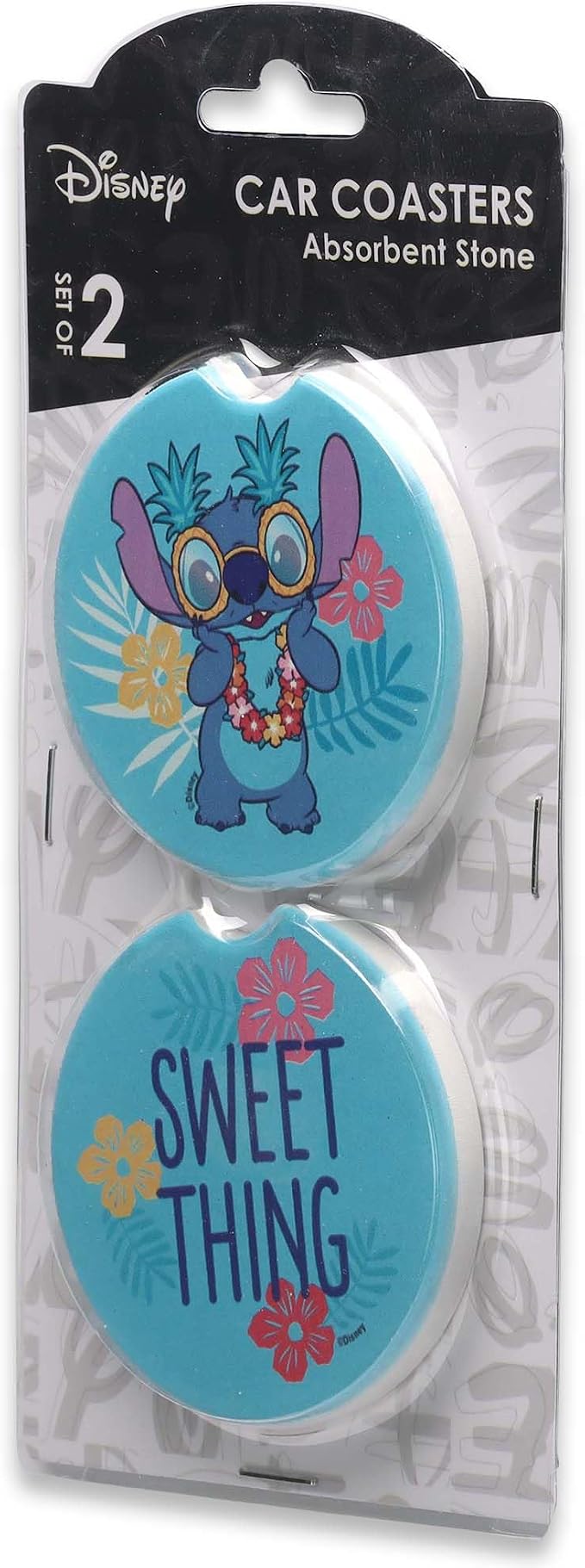 Disney Lilo and Stitch Sweet Thing Ceramic Car Coasters | Fun Auto Coasters, Set of 2 for Car or Truck