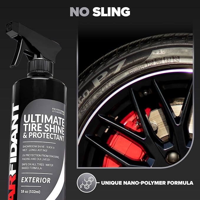 Carfidant Car Tire Shine 1 Gallon - Tire Dressing & Rubber Protectant - Dark, Wet Look with No Grease and No Sling!