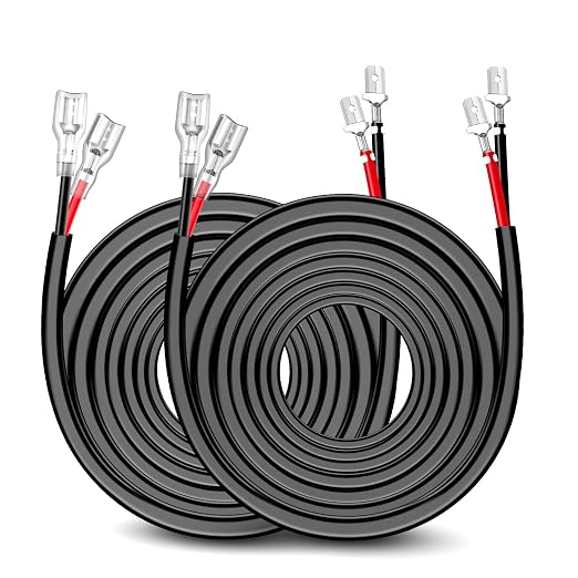 Nilight 2PCS 16 AWG 20 Feet Wiring Harness Extension Kit for LED Light bar Work Light LED Pods Off Road Lights Driving Fog Light Boat Lighting, 2 Years Warranty