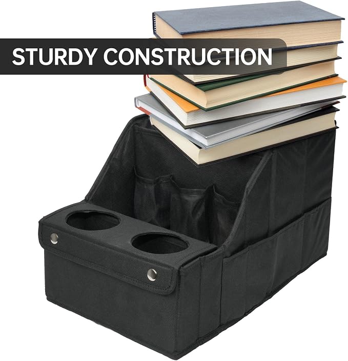 MULISOFT Car Seat Organizer- Backseat Car Organizer with 11 Storages Compartments and 2 Cup Holders, Organizers and Storage, Front Seat for Travel Kids,Black | Made from durable Oxford fabric with a waterproof surface, anti-slip buckles, and a foldable...