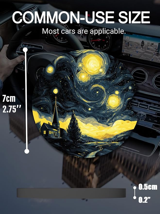 WOCOCN Cute Cup Holder Coasters for Your Car with Fingertip Grip, Auto Accessories for Women & Men,Pack of 2 (Starry Sky)