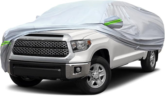 AUQDD 6-Layers Premium Truck Car Cover Waterproof All Weather Weatherproof UV Sun Protection Snow Dust Storm Resistant Outdoor Exterior Custom Form-Fit Full Padded Car Cover with Straps 230"-260" K15