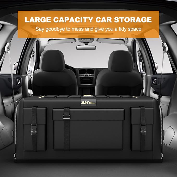 Ergocar Car Trunk Organizer Car Boot Storage Organiser Multi Pocket Car Boot Tidy Storage 3 Times Size Folded Portable Waterproof 1680D Oxford for Car/SUV/Truck/Auto