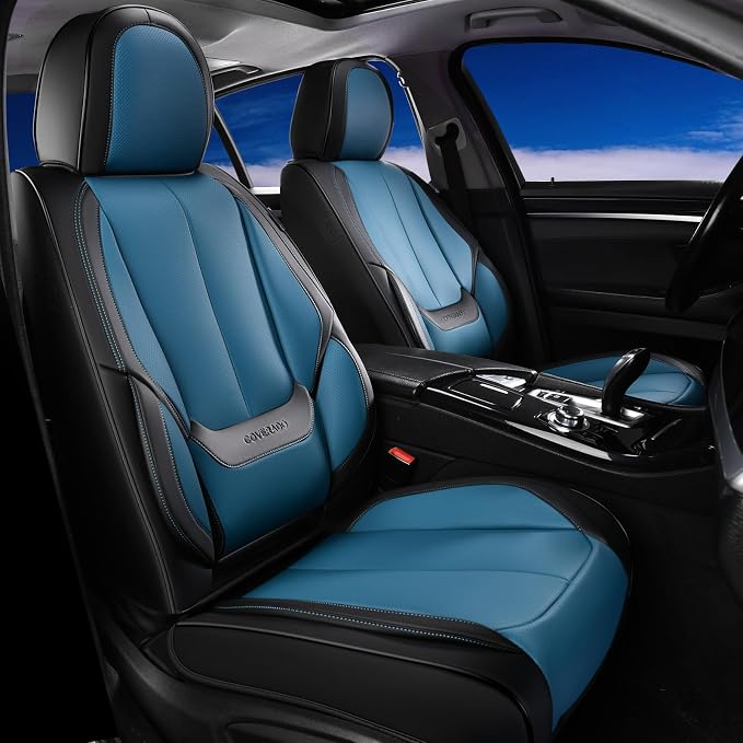 Coverado Car Seat Covers, Seat Covers for Cars, Waterproof Leather Auto Seat Protectors, Leather Car Seat Cushion, Car Interiors Accessories Universal Fit for Most Cars