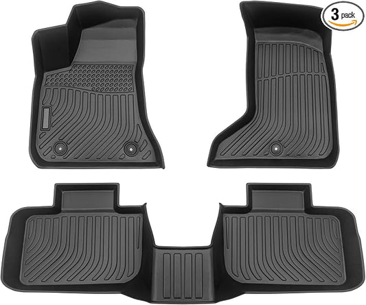 Car Floor Mats for 2011-2023 Chrysler 300-AWD &2011-2022 Dodge Charger,TPE Rubber Floor Mats Waterproof Odorless Anti-Slip Front & 2nd Row Black