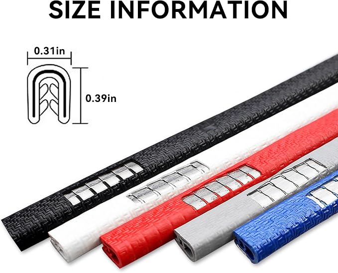 Car Door Edge Guards, 16Ft Universal Car Edge Rubber Seal Trim Protector, U Shape Door Edge Protector Guard, Aluminum Boat Edge Guards, Car Decoration Accessories for Most Car (White)