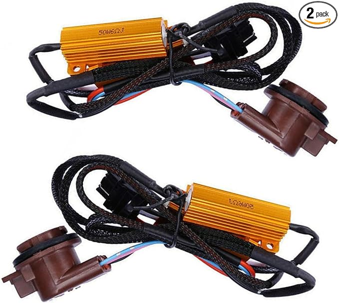Fiknonk2 PCS Car 3157 Brake Light Resistor Decoders, LED Resistor Turn Signal Error Decoding Harness, 50W 6 Ohm LED Resistor Load Harness Decoders, for T20/3157/4157 Light Bulb (Multicolored)