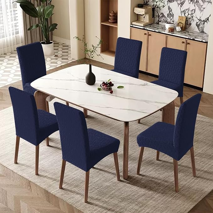 Genina Waterproof Chair Covers for Dining Room Set of 2, Removable Washable Chair Slipcover Protectors, Navy Blue