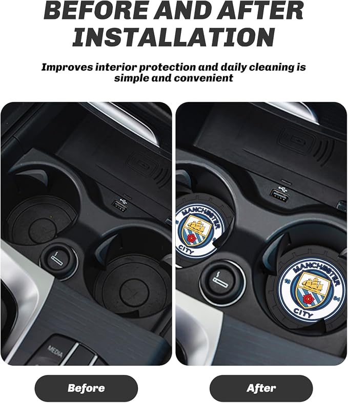 Cup Holder Insert Coaster for Manchester City UEFA Fans,Anti Slip Car Cup Coaster Interior Accessories