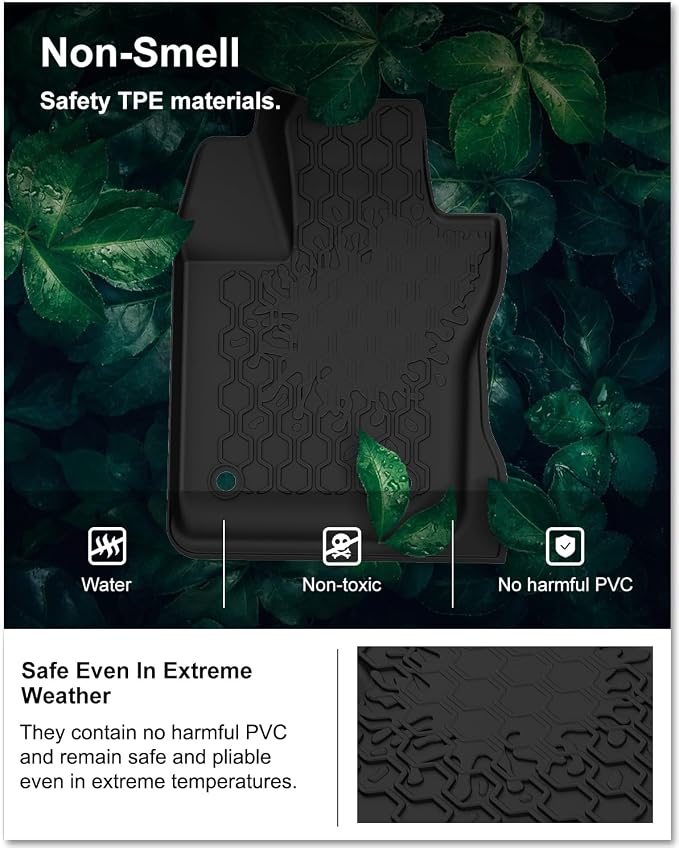 Kiwi Master Floor Mats & Cargo Mat for 2015-2023 Jeep Renegade | OEM Replacement 82214194 82214195, Custom Fit All Weather Car Mats, Heavy Duty TPE Floor Liners, Front Rear Trunk Set, Black