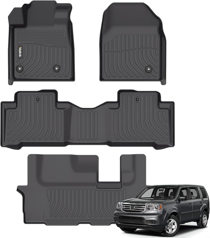 Wailtnb- Floor Mats Fit Honda Pilot 2015-2009 All Weather Car Floor Liners for 2009-2015 Honda Pilot Car Mats Accessories for Pilot 2015 2014 2013 2012 2021 2010 2009