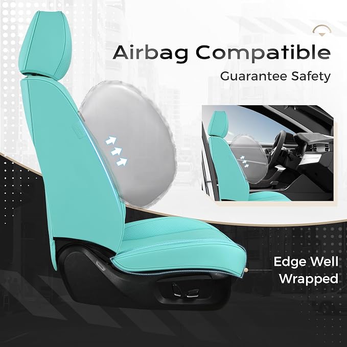 Coverado Car Seat Covers, Seat Covers for Cars, Waterproof Leather Auto Seat Protectors, Leather Car Seat Cushion, Car Interiors Accessories Universal Fit for Most Cars