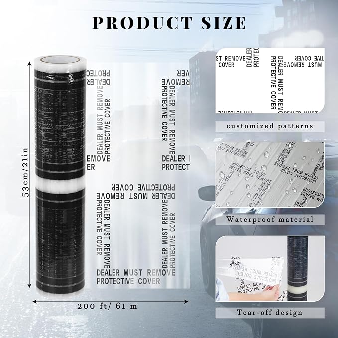 Nuanchu 4 mil Auto Adhesive Plastic Floor Mat 21" x 200' Car Care Products Carpet Protector Film Roll Sticky Car Floor Mats Perforated Protector Cover Sheets Every 24", 150 Mats Per Roll